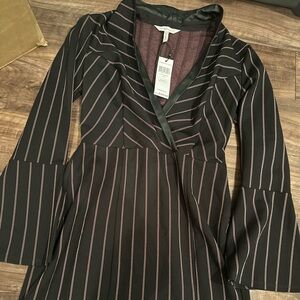 BCBGeneration Black and White Bell Sleeve Sheath Dress